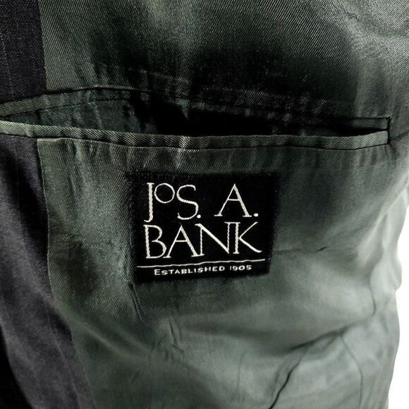 Jos A Bank Wool 2 Button Suit Jacket 42R Gray Striped Tagged 42S See Description - Picture 7 of 10